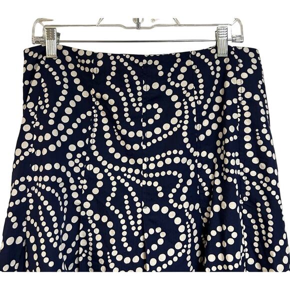 Anthropologie Printed Cotton Midi Skirt Navy Polka Dot Swirl size XL - Picture 7 of 9